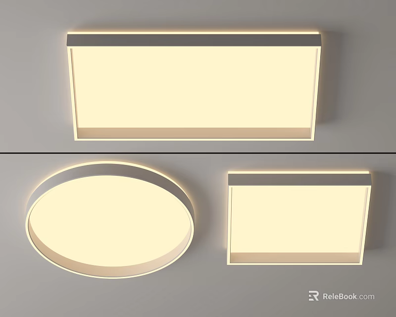Modern Ceiling Lights Design With Rectangular Round And Square Illuminated Shapes 3d model 