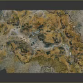 Detailed Terrain 3D Map with Yellow Green Blue Colors Showcasing Mountains Rivers and Topographic Features