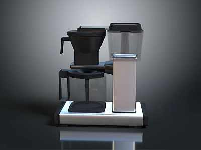Modern Coffee Maker Machine With Transparent Water Tank Black Silver Base Contemporary Kitchen Appliance Design 3d model