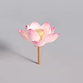 Beautiful Pink Lotus Lantern With Yellow Stamen And Orange Stem Design