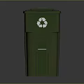 Green Wheeled Recycling Bin With Recycling Symbol For Outdoor Waste Management