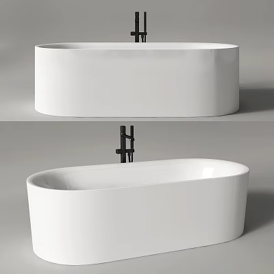 Modern White Freestanding Bathtub Interior Featuring Sleek Design And Black Faucet 3d model