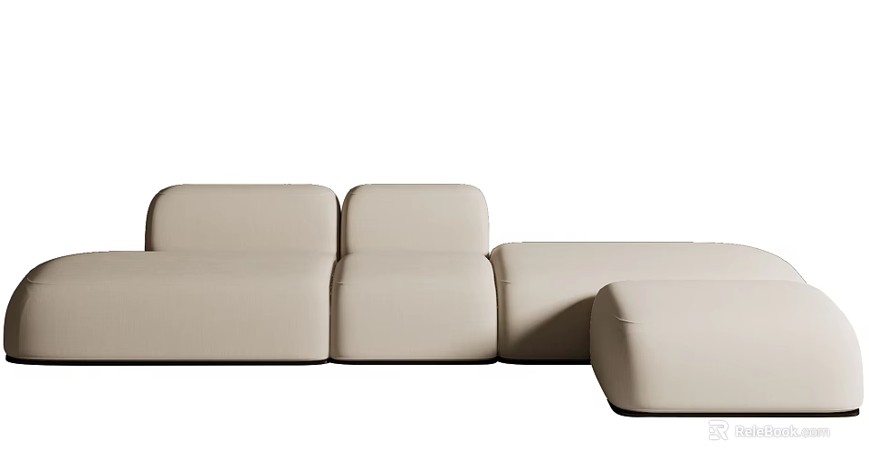 Elegant Modern Beige Sectional Sofa With Modular Design And Plush Cushions 3d model