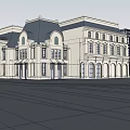 Classical Commercial Street Architecture With Multiple Floors Arched Doors And Large Windows