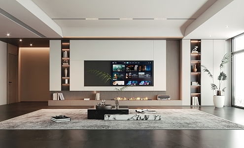 Modern TV background wall living room TV wall background wall decoration 3d model