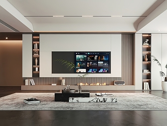 Modern TV background wall living room TV wall background wall decoration 3d model