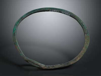 Artistic Ancient Green Metal Circular Ring Sculpture With Rustic Surface Texture 3d model