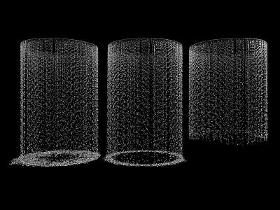 Abstract Three Cylindrical Structures Composed Of Dots On Black Background 3d model