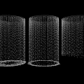 Abstract Three Cylindrical Structures Composed Of Dots On Black Background 3d model