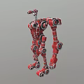 Red Robot Character Featuring Mechanical Structure Multiple Joints And Two Eyes 3d model