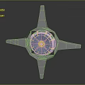 Industrial Star Shaped Mechanical Device With Central Circular Disc And Gray Frame 3d model