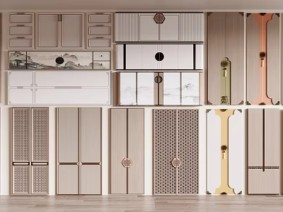 Modern Kitchen Cabinet Door Designs With Various Patterns And Decorative Elements 3d model