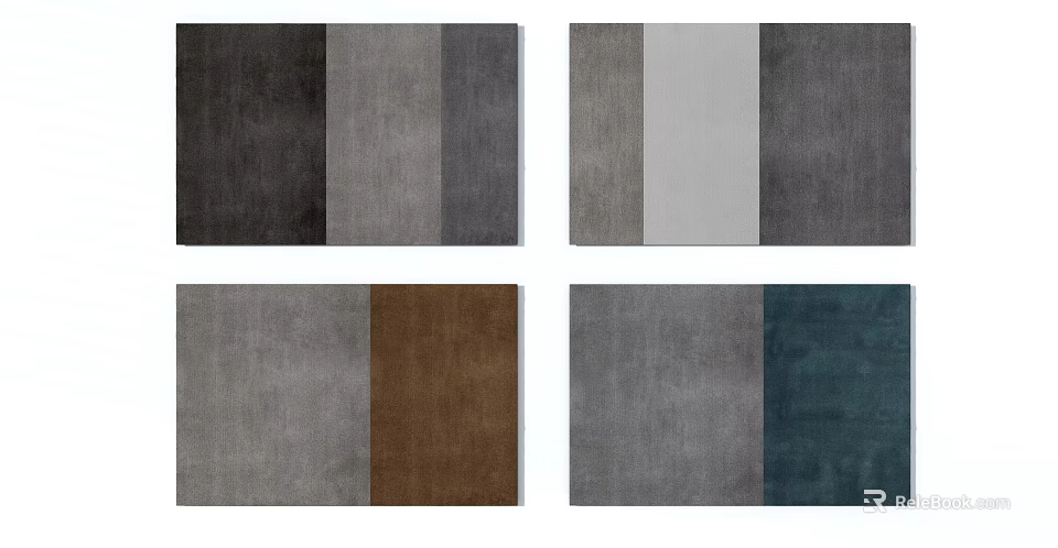 Modern Square Rugs Featuring Various Color Combinations And Soft Textures 3d model 
