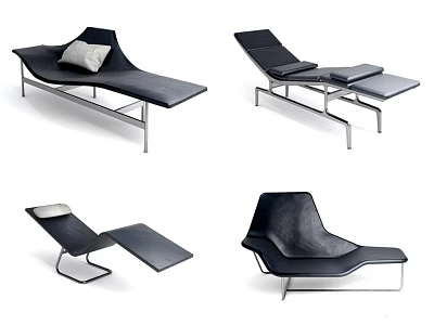 Modern Chaise Lounge Designs Featuring Leather Upholstery And Metal Frames 3d model