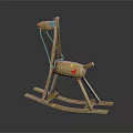 Colorful Wooden Rocking Horse With Red Reins Yellow Star And Decorative Stripes