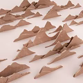 Brown Paper Art Mountain Models With Irregular Arrangement And Various Shapes
