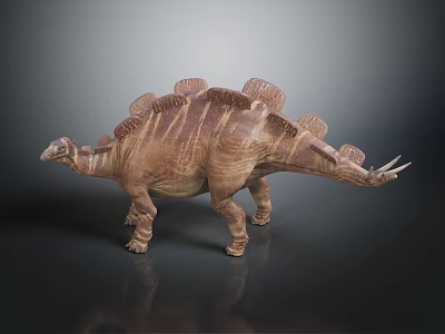 Stegosaurus Dinosaur With Plated Back And Spiked Tail Brown Striped Texture 3d model