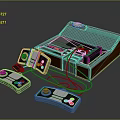 Vintage Computer Gaming Console With Retro Controllers And Green Indicator Light 3d model
