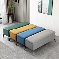 Stylish Modern Home Interior With Green Yellow Blue Gray Storage Ottomans