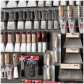 Tool Organizer Shelf with Wrenches Screwdrivers Tape Measures Toolboxes and Hardware Supplies