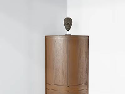 Modern Wooden Entryway Console Cabinet With Double Doors And Drawer Decorative Sculpture Top 3d model