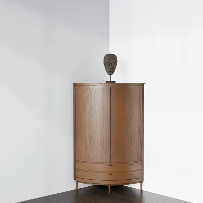 Modern Wooden Entryway Console Cabinet With Double Doors And Drawer Decorative Sculpture Top 3d model