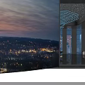 Luxury Shop Front Desk Design With Modern Chandelier Sofa And Waterfall Wall