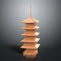 Traditional Wooden Pagoda Architecture With Multi Tiered Roofs And Central Spire