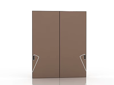 Modern Brown Double Wardrobe Doors With Smooth Surface And Metal Handles 3d model