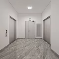 Modern Elevator Hallway With Light Tile Walls Marble Floor Side Windows Bright Spacious Design 3d model