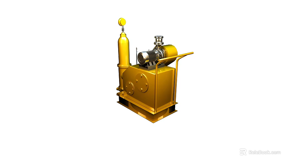 Yellow Industrial Equipment With Cylindrical Tank Pump And Motor For Fluid Transfer In Production 3d model 