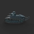 Dark Colored Military Tank Weapon Model With Tracks Cannon And Number 16