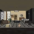 Middle Ancient Living Room Combination Sofa Coffee Table Carpet Single Sofa 3d model