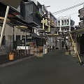 Old Town Narrow Street Scene With Traditional Buildings Old Houses And Rooftops