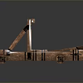 Handcrafted Wooden Catapult Decorative Ornament With Vintage Style Metal Fittings And Wheels