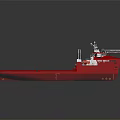 Red Hull Green Deck Water Transport Ship with White Upper Structure and Logo 3d model