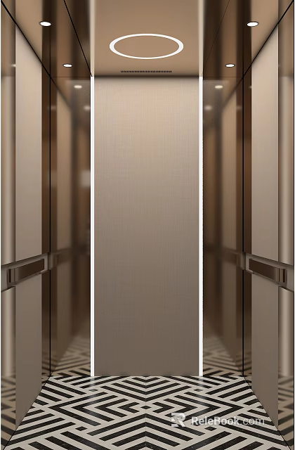 Modern Elevator Interior With Metallic Decor And Neutral Tones 3d model 