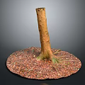 Natural Wooden Tree Stump With Stone Chip Covered Base And Visible Roots