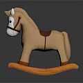 Colorful Building Blocks Rocking Horse Toy with Brown Body White Head and Red Saddle