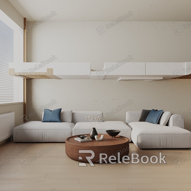 Modern three-seat sofa 3d model 