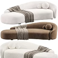 Modern Sectional Sofa in White and Brown with Cozy Throw Blanket and Decorative Pillows