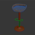 Modern Orange Quilted Bar Stool With Upholstered Seat And Golden Base