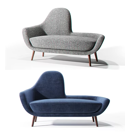 Elegant Modern Upholstered Chaise Lounge With Stylish Design And Wooden Legs 3d model
