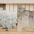 Traditional Chinese Partition Screens With Bamboo Ink Painting Patterns For Interior Decoration