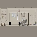 Modern Clothing Store Interior With Hanging White Clothes Display Racks And Decorative Chairs