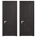 Black Hinged Doors With Golden Handles And Various Panel Designs For Home Interiors
