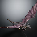 Mythical Dragon 3D Model With Purple Wings Sharp Claws And Black Background