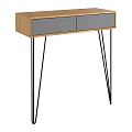 Modern Minimalist Wooden Console Table With Gray Drawers And Black Legs