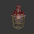 Industrial Rustic Furniture Lamp With Weathered Metal Cage And Handle Top