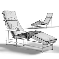 Modern Brown Leather Lounge Chair With Metal Frame Side Table And Ottoman